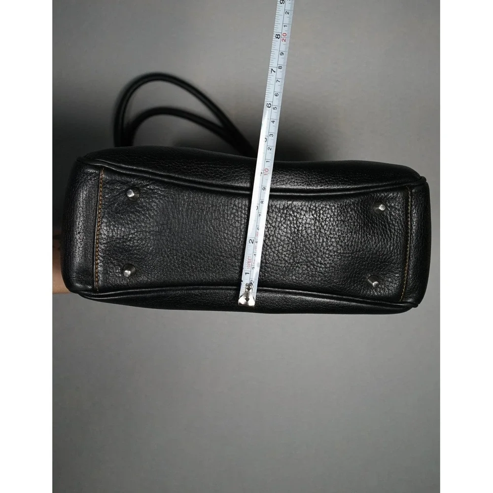 Volterra Roma Black Pebbled Leather Belted Shoulder Bag Made‎ Italy Y2K Handbag